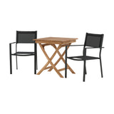 Ghana – Skládací stůl – Přírodní – Teak – 70*70 cm _1+ Stohovací židle Copacabana – Černá/Černá _2