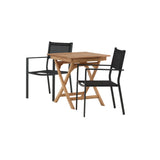 Ghana – Skládací stůl – Přírodní – Teak – 70*70 cm _1+ Stohovací židle Copacabana – Černá/Černá _2