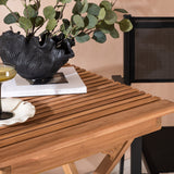 Ghana – Skládací stůl – Přírodní – Teak – 70*70 cm _1+ Stohovací židle Copacabana – Černá/Černá _2