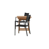 Ghana – Skládací stůl – Přírodní – Teak – 70*70 cm _1+ Stohovací židle Copacabana – Černá/Černá _2
