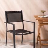 Ghana – Skládací stůl – Přírodní – Teak – 70*70 cm _1+ Stohovací židle Copacabana – Černá/Černá _2