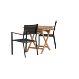 Ghana – Skládací stůl – Přírodní – Teak – 70*70 cm _1+ Stohovací židle Copacabana – Černá/Černá _2