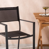 Ghana – Skládací stůl – Přírodní – Teak – 70*70 cm _1+ Stohovací židle Copacabana – Černá/Černá _2