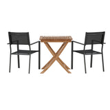 Ghana – Skládací stůl – Přírodní – Teak – 70*70 cm _1+ Stohovací židle Copacabana – Černá/Černá _2