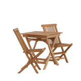 Ghana - Skládací stůl - Přírodní - Teak - 70*70cm _1+ Keňa skládací židle s područkou - Teak _2CC