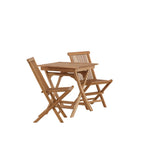 Ghana - Skládací stůl - Přírodní - Teak - 70*70cm _1+ Keňa skládací židle s područkou - Teak _2CC