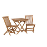 Ghana - Skládací stůl - Přírodní - Teak - 70*70cm _1+ Keňa skládací židle s područkou - Teak _2CC