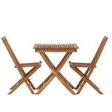 Ghana - Skládací stůl - Přírodní - Teak - 70*70cm _1+ Keňa skládací židle s područkou - Teak _2CC