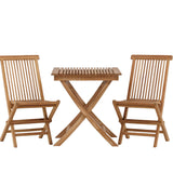 Ghana - Skládací stůl - Přírodní - Teak - 70*70cm _1+ Keňa skládací židle s područkou - Teak _2CC