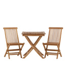 Ghana - Skládací stůl - Přírodní - Teak - 70*70cm _1+ Keňa skládací židle s područkou - Teak _2CC