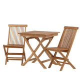 Ghana - Skládací stůl - Přírodní - Teak - 70*70cm _1+ Keňa skládací židle s područkou - Teak _2CC