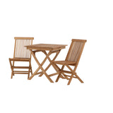 Ghana - Skládací stůl - Přírodní - Teak - 70*70cm _1+ Keňa skládací židle s područkou - Teak _2CC