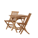Ghana - Skládací stůl - Přírodní - Teak - 70*70cm _1+ Keňa skládací židle s područkou - Teak _2CC