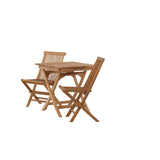 Ghana - Skládací stůl - Přírodní - Teak - 70*70cm _1+ Keňa skládací židle s područkou - Teak _2CC