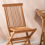 Ghana - Skládací stůl - Přírodní - Teak - 70*70cm _1+ Keňa skládací židle s područkou - Teak _2CC