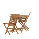 Ghana - Skládací stůl - Přírodní - Teak - 70*70cm _1+ Keňa skládací židle s područkou - Teak _2CC