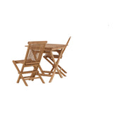 Ghana - Skládací stůl - Přírodní - Teak - 70*70cm _1+ Keňa skládací židle s područkou - Teak _2CC