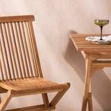 Ghana - Skládací stůl - Přírodní - Teak - 70*70cm _1+ Keňa skládací židle s područkou - Teak _2CC