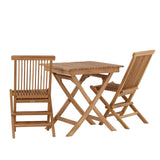Ghana - Skládací stůl - Přírodní - Teak - 70*70cm _1+ Keňa skládací židle s područkou - Teak _2CC