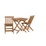Ghana - Skládací stůl - Přírodní - Teak - 70*70cm _1+ Keňa skládací židle s područkou - Teak _2CC