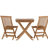 Ghana - Skládací stůl - Přírodní - Teak - 70*70cm _1+ Keňa skládací židle s područkou - Teak _2CC