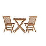 Ghana - Skládací stůl - Přírodní - Teak - 70*70cm _1+ Keňa skládací židle s područkou - Teak _2CC