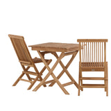 Ghana - Skládací stůl - Přírodní - Teak - 70*70cm _1+ Keňa skládací židle s područkou - Teak _2CC