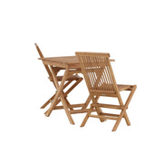 Ghana - Skládací stůl - Přírodní - Teak - 70*70cm _1+ Keňa skládací židle s područkou - Teak _2CC