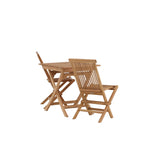 Ghana - Skládací stůl - Přírodní - Teak - 70*70cm _1+ Keňa skládací židle s područkou - Teak _2CC