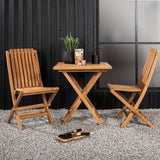 Keňa - Skládací stůl- Natural - Teak - 70*70cm _1+ Ghana - Skládací židle- Natural - Teak - _2