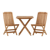 Keňa - Skládací stůl- Natural - Teak - 70*70cm _1+ Ghana - Skládací židle- Natural - Teak - _2