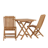Keňa - Skládací stůl- Natural - Teak - 70*70cm _1+ Ghana - Skládací židle- Natural - Teak - _2