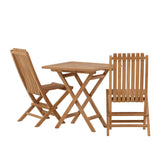 Keňa - Skládací stůl- Natural - Teak - 70*70cm _1+ Ghana - Skládací židle- Natural - Teak - _2