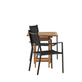Keňa – Skládací stůl – Přírodní – Teak – 70*70 cm _1+ Stohovací židle Copacabana – Černá/Černá _2