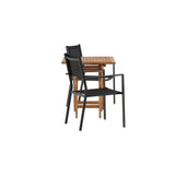 Keňa – Skládací stůl – Přírodní – Teak – 70*70 cm _1+ Stohovací židle Copacabana – Černá/Černá _2