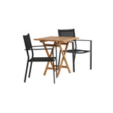 Keňa – Skládací stůl – Přírodní – Teak – 70*70 cm _1+ Stohovací židle Copacabana – Černá/Černá _2