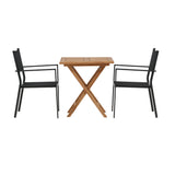 Keňa – Skládací stůl – Přírodní – Teak – 70*70 cm _1+ Stohovací židle Copacabana – Černá/Černá _2