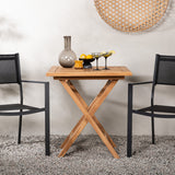 Keňa – Skládací stůl – Přírodní – Teak – 70*70 cm _1+ Stohovací židle Copacabana – Černá/Černá _2