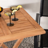 Keňa – Skládací stůl – Přírodní – Teak – 70*70 cm _1+ Stohovací židle Copacabana – Černá/Černá _2