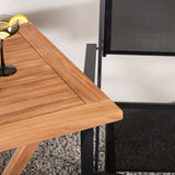 Keňa – Skládací stůl – Přírodní – Teak – 70*70 cm _1+ Stohovací židle Copacabana – Černá/Černá _2