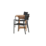 Keňa – Skládací stůl – Přírodní – Teak – 70*70 cm _1+ Stohovací židle Copacabana – Černá/Černá _2