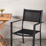 Keňa – Skládací stůl – Přírodní – Teak – 70*70 cm _1+ Stohovací židle Copacabana – Černá/Černá _2