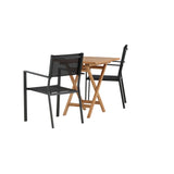 Keňa – Skládací stůl – Přírodní – Teak – 70*70 cm _1+ Stohovací židle Copacabana – Černá/Černá _2