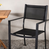 Keňa – Skládací stůl – Přírodní – Teak – 70*70 cm _1+ Stohovací židle Copacabana – Černá/Černá _2