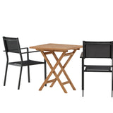Keňa – Skládací stůl – Přírodní – Teak – 70*70 cm _1+ Stohovací židle Copacabana – Černá/Černá _2