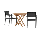 Keňa – Skládací stůl – Přírodní – Teak – 70*70 cm _1+ Stohovací židle Copacabana – Černá/Černá _2