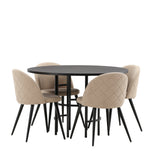 Jídelní stůl Copenhagen – černá/černá dýha + židle se sametovými stehy – černá/béžová látka (polyesterové prádlo) _4