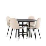 Jídelní stůl Copenhagen – černá / černá dýha + jídelní židle Polar – černé nohy / béžový samet _4