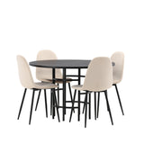 Jídelní stůl Copenhagen – černá / černá dýha + jídelní židle Polar – černé nohy / béžový samet _4