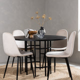 Jídelní stůl Copenhagen – černá / černá dýha + jídelní židle Polar – černé nohy / béžový samet _4